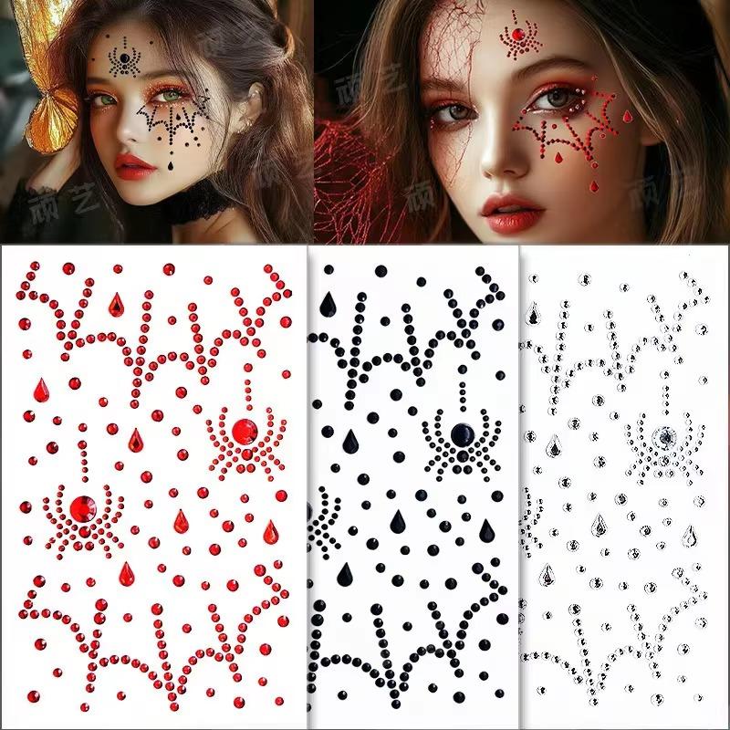 Body Jewelry Stickers - 1 Sheet/3 Sheets Halloween Dark Spider