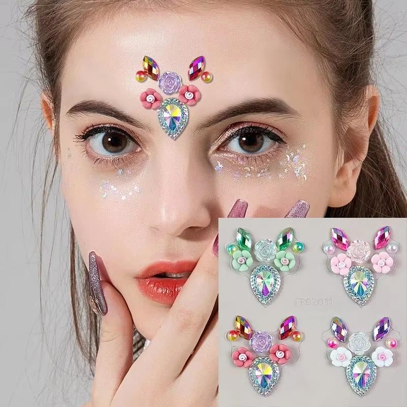 3D Eye Face Rhinestone Sticker - огляд і ціна Body Jewelry Stickers