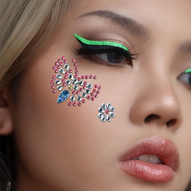 3D Eye Face Rhinestone Sticker - огляд і ціна Body Jewelry Stickers