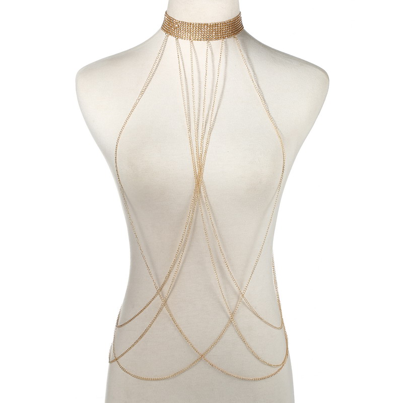 Gold Color Body Chain Women  R - огляд і ціна Body Jewelry Outfit