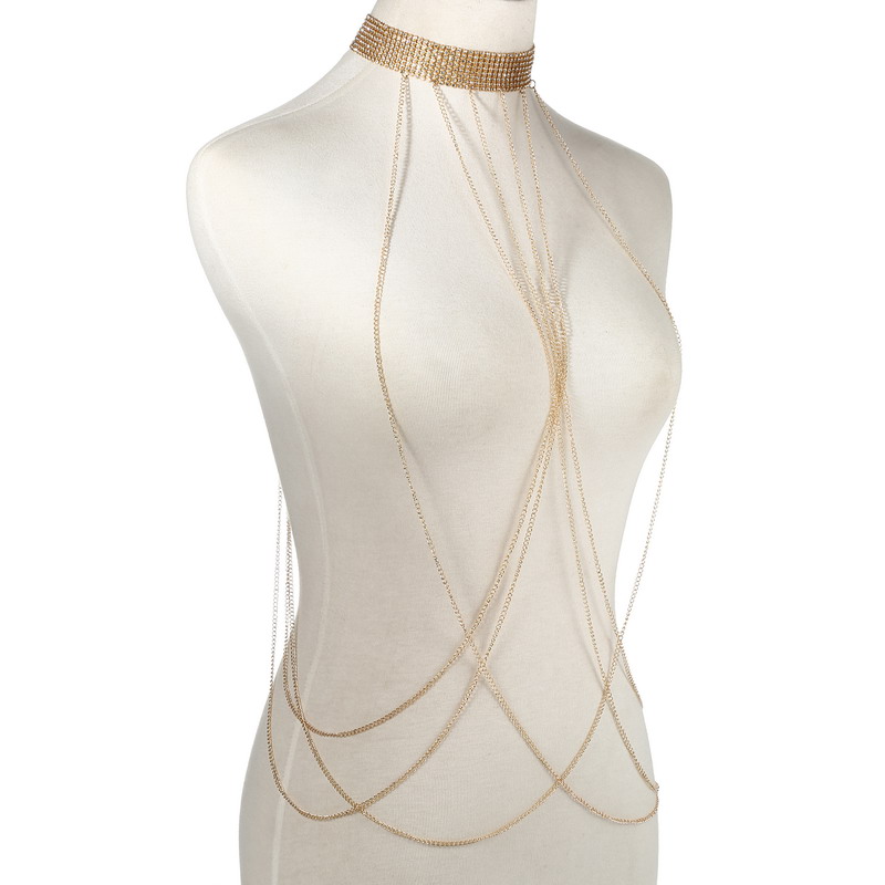 Gold Color Body Chain Women  R - огляд і ціна Body Jewelry Outfit