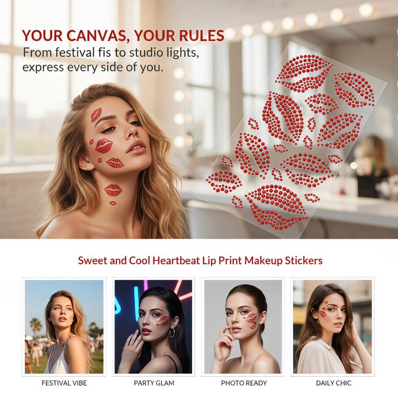 1 Sheet Realistic Red Kiss Lip - огляд і ціна Body Jewelry Stickers