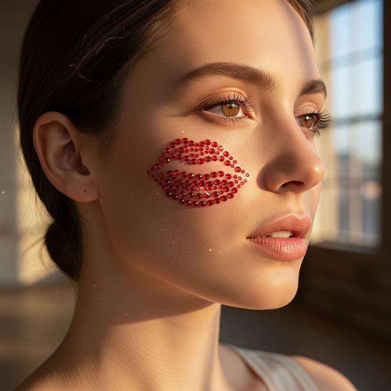 1 Sheet Realistic Red Kiss Lip - огляд і ціна Body Jewelry Stickers